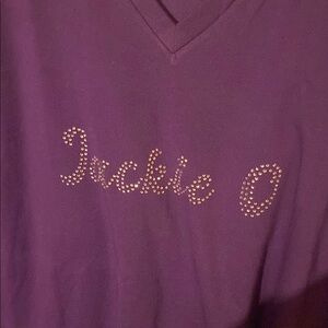 Purple V-Neck Top with Rhinestone Detail